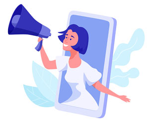 Illustration of woman using a megaphone